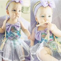 Wholesale Vieeoease Toddler Girls Romper Mermaid Flower Baby Clothing Summer Straps Cute Lace Print Rompers CC