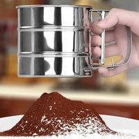 Wholesale Newest Stainless Steel Mesh Flour Sifter Mechanical Baking Icing Sugar Shaker Sieve Tool Cup Shape