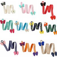 Wholesale Multi Style Cute Girls Hairclips Storage Holder Dot Printed Chevron Solid Bows Handmade Storage Belt Kids Hair Accessories