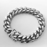 Wholesale Stainless Steel Miami Curb Cuban Chain Bracelets Dragon Casting Clasp Bangle Hip hop Jewelry MM MM Men Bracelet