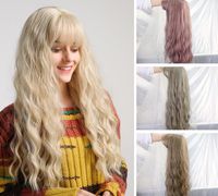 Wholesale Women s Wig Light Blonde Synthetic Hair Long Curly Wig Heat Resistant Weave Lolita Wigs For Women Use and Cosplay