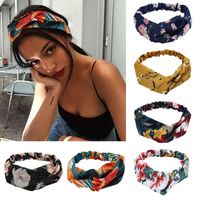 Wholesale Bohemian Style Hairbands Print Headbands For Women Retro Cross Knot Turban Bandage Bandanas Elastic Hair Rope Hair Accessories