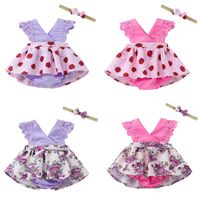 Wholesale Hot Summer Baby Girls Lace Dot Dress Children Cotton TuTu Ass dresses With Bow knot headband For Kid Girls