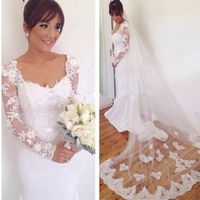 Wholesale White Ivory Mermaid Wedding Dresses Elegant Long Sleeves Bridal Gowns Custom Made Vestidos De Novia Shop Online China