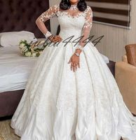 Wholesale Ball Gown Wedding Dresses Sweetheart Neckline Sheer Long Sleeve Puffy Floor Length Bridal Dresses