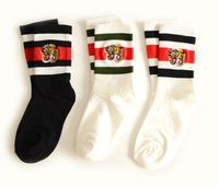 Wholesale Men and Woman designer socks tiger head embroidered striped jacquard unisex cotton sport socks