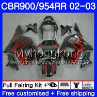 Wholesale Bodys For HONDA CBR900RR CBR RR Red flames black CBR954RR CBR900 RR HM CBR RR CBR954 RR CBR RR Fairing kit