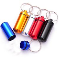 Wholesale 100pcs Outdoor waterproof Pill Bottles with key hang ring Seal Aluminium Alloy Medicine Containers with Cap Colors