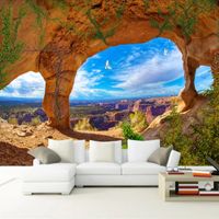 Wholesale Dropship Custom Mural Wallpaper Blue Sky And White Clouds Cave Landscape D Photography Backdrop Photo Wallpaper For Living Room Bedroom