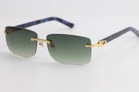 Wholesale Selling New Fashion Rimless Marble Blue Plank Sunglasses Fashion High Quality Brand Sun glasses Best Sunglasses for Driving Eyewear
