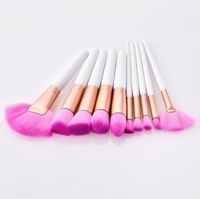 Wholesale Professional Makeup brushes set lovely tools pink brush head white wood handle make up tools accessories DHL Free