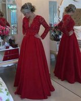 Wholesale Elegant New Red Lace Mother of the Bride Dresses for Weddings Beaded A Line Evening Groom Godmother Dresses