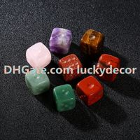 Wholesale 20Pcs Mixed Random Color Semi precious Gemstone Unique Sided Hand Carved Rock Crystal Quartz Stone Dice mm mm for Casinos Board Games