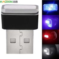 Wholesale HaoXin Car USB LED Atmosphere Lights Decorative Lamp Emergency Lighting Universal PC Portable Plug and Play Red Blue White Purple