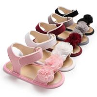 Wholesale 0 year Summer baby girl shoes floral baby girls sandals princess toddler shoes Moccasins Soft Baby First Walker Shoes Newborn sandals