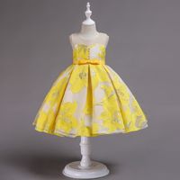 Wholesale Party Wedding Kids Dresses for Girls Pink Blue Yellow Flower Performance Princess Dress Baby Clothes Y E2200