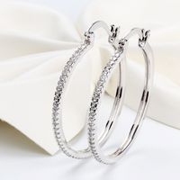 Wholesale High quality Sterling Silver Big Hoop Earring Full CZ Diamond Fashion bad girl Jewelry Party Earrings