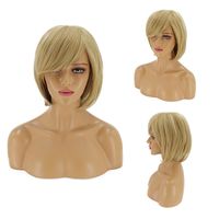 Wholesale NEW Lady GaGa s Hairstyle Full Lace Human Hair Wigs Blonde straight short Bob with Bangs Glueless for White Women Synthetic wig