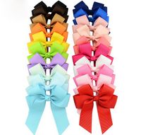 Wholesale Mix Colors Bowknot High Quality Solid Grosgrain Ribbons Cheer Bow With Alligator Hair Clip Boutique Kids Hair Accessories Hairpin