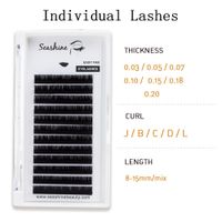Wholesale Seashine False Eyelashes Lines Tray Individual Lashes Hand Made J B C D L Eyelashes Extension Natural Long Mink Lashes Makeup OEM