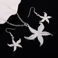 Wholesale Promotions silver plated jewelry set fashion jewelry set Starfish Pendant Necklace Drop Earrings Jewelry Set Wedding Party