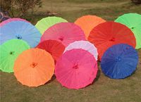 Wholesale Chinese Colored Fabric Umbrella White Pink Parasols China Traditional Dance Color Parasol Japanese Silk Props