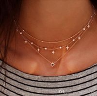 Wholesale New Fashionable Multilayer Necklaces Chokers Handmade K Gold Plated Star Diamond Pendant Necklace for Women Jewelry Accessories Drop Ship