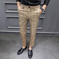 Wholesale YASUGUOJI British Style Dress Suit Pant Man New Plaid Suit Pant Men Designer Gentlemen Business Casual Work Trousers
