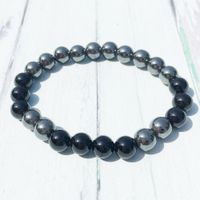 Wholesale MG0383 mm Black Tourmaline Beaded Bracelet for Men Natural Hematite Black Obsidian Balance Yoga Jewelry Best Gift for Him