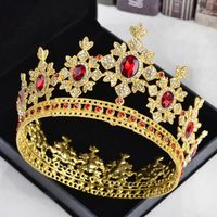 Wholesale Gold metal Tiara and Crown Crystal Rhinestone Full Circle Queen Bride hair jewelry Diadem Wedding Bridal Hair