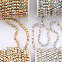 10yards//roll Clear Crystal SS6//12 Silver//gold Rhinestone Close Chain Cup Trims