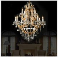 Wholesale Luxurious Crystal Maria Theresa Chandelier Clear Golden D75cm H95cm12L LED Clear Crystal Chandelier Light Lustre Home Decoration