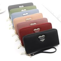 Wholesale New Arrival Purse School Style Casual Fashion Long Wallets Zipper Large Capacity Multi card Slot Blue Pink Wallet