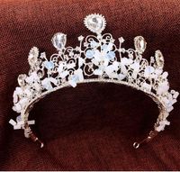 Wholesale Korean Crown Headwear Drops Bridal Luxury Wedding Crown Rhinestone Beaded Crystal Princess Queen Crown