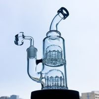 Wholesale 8 Inch Mini Toro Glass Bongs Arm Double Tree Perc Water Pipes Steady Base Small Dab Oil Rigs Bent Neck Wax Water Bong mm Thick YQ01