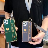 Wholesale Lanyard Heart Wristlet Kickstand Mobile Phone Case Cover for iphone Pro Max X XR XS Max Plus