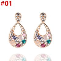 Wholesale New Earrings Earrings Female European And American Retro Champagne Color Gemstone Elegant Simple Long Drop Earrings