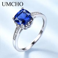 Wholesale Umcho Solid Sterling Silver Ring Blue Sapphire Gemstone Rings For Women Tanzanite Birthstone Wedding Engagement Jewelry New J190709