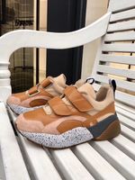 Wholesale Ladies leather Round toes sports Running shoes roller shoes flatform shoes outdoor sneaker Hook Loop brown colour
