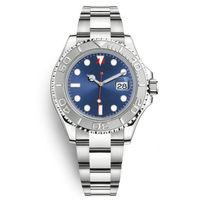 Wholesale Y Master Automatic Blue Dial Stainless Steel Bracelet Mens Watch Scratch Resistant Sapphire Crystal Wristwatches With Enlarged Calendar