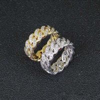 Wholesale iced out rings for men hip hop luxury designer mens mm cuban link ring copper zircon gold silver engagement wedding diamond jewelry gift