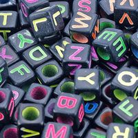 Großverkauf Schwarz Alphabete Buchstaben Acryl Würfel Perlen Beads 6x6mm LP