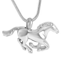 Wholesale 8669 Silver Gold Rose Gold Black Stainless Steel Race Horse Pet Cremation Jewelry Collection Urn Necklace Memorial Ashes Holder