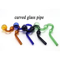 Wholesale Love_E_cig CSYC Y051 Oil Burner Smoking Pipe Colorful Snake Shape Twisted Dab Rig Glass Pipes mm OD Bowl