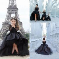 Wholesale Black Hi Lo Tulle Kids TUTU Flower Girl Dresses First Communion Party Prom Princess Gown Bridesmaid Wedding Formal Occasion Dress
