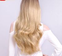 Wholesale 24 Inch Wavy Half Wig Long Synthetic Hair Blonde Capless Wigs Clips For Women g