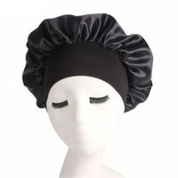 Wholesale 1PC Women Wide Band Satin Silk Bonnet Cap Comfortable Night Sleep Cap Hat Ladies Soft Silk Long Hair Care Bonnet Headwrap