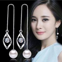 Wholesale Shining Fashion Crystals Earrings Silver Rhinestones Long Drop Earring For Women Bridal Jewelry Wedding Gift For Friend