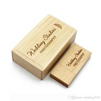 Wholesale Brand Engraved Maple Wooden USB Flash Drive USB Box Wedding Photo Memory Storage Disk