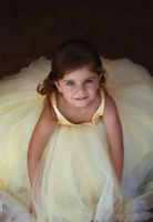 Wholesale 2020 Cute Light Yellow Flower Girls Dresses For Weddings Princess Sleeveless v Neck Floor Length Little Kids Holy First Communion Dresses